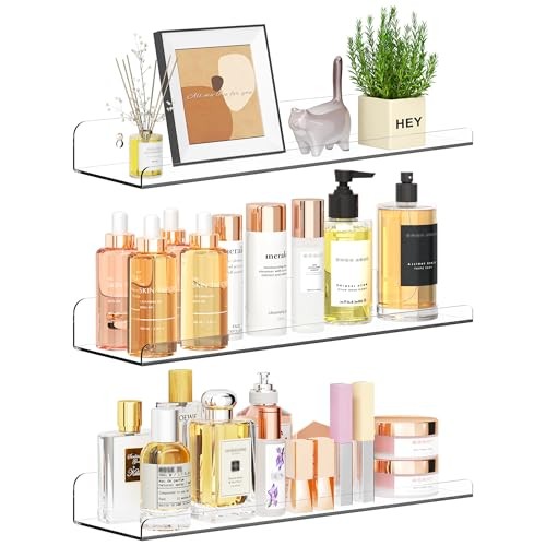 Floating Shelves for Wall Decor, 15" Extra Wall Shelves for 3 Pack Clear