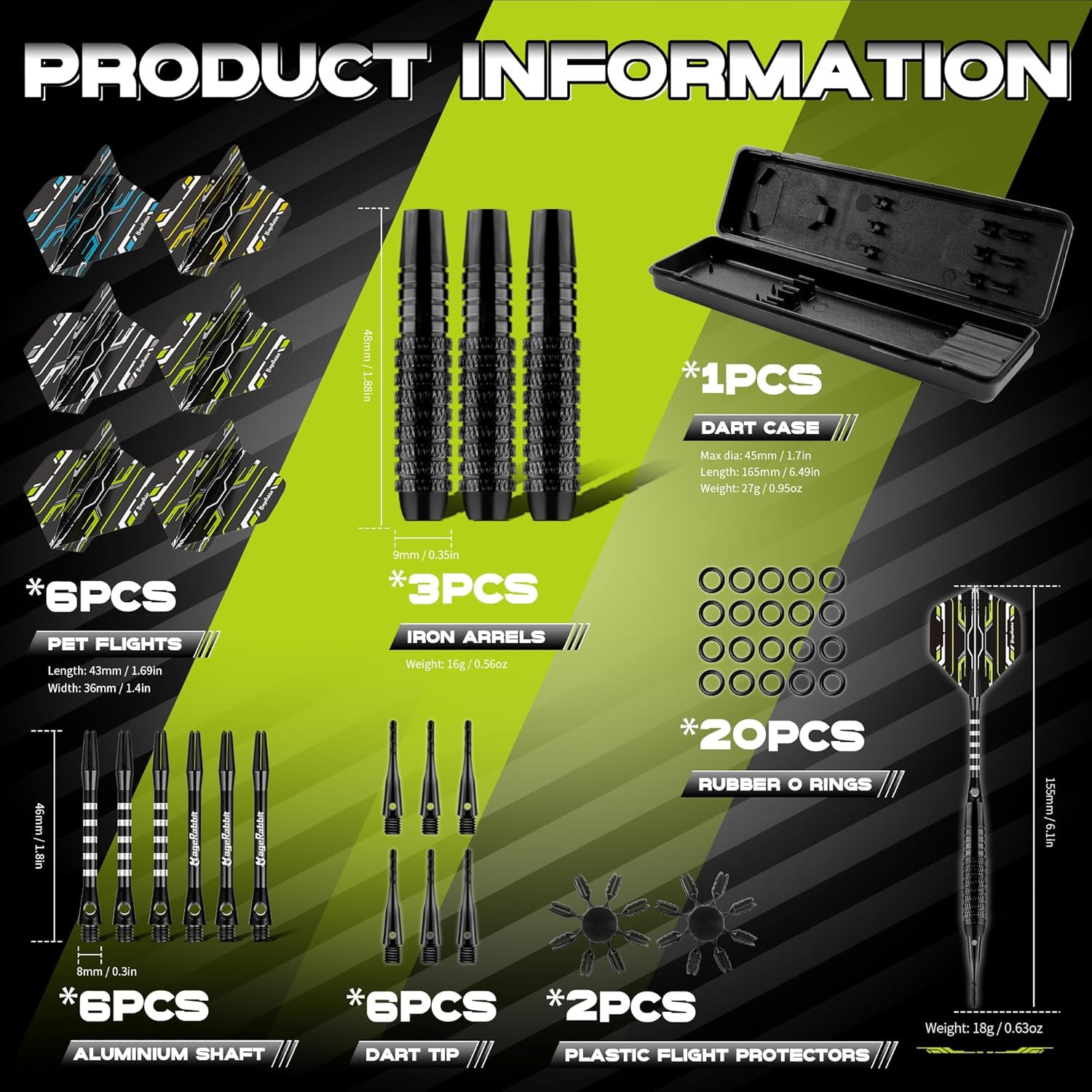 Darts Plastic Tip,Soft Tip Darts Set，3Pack 18G with Extra Tip,Dart Flights