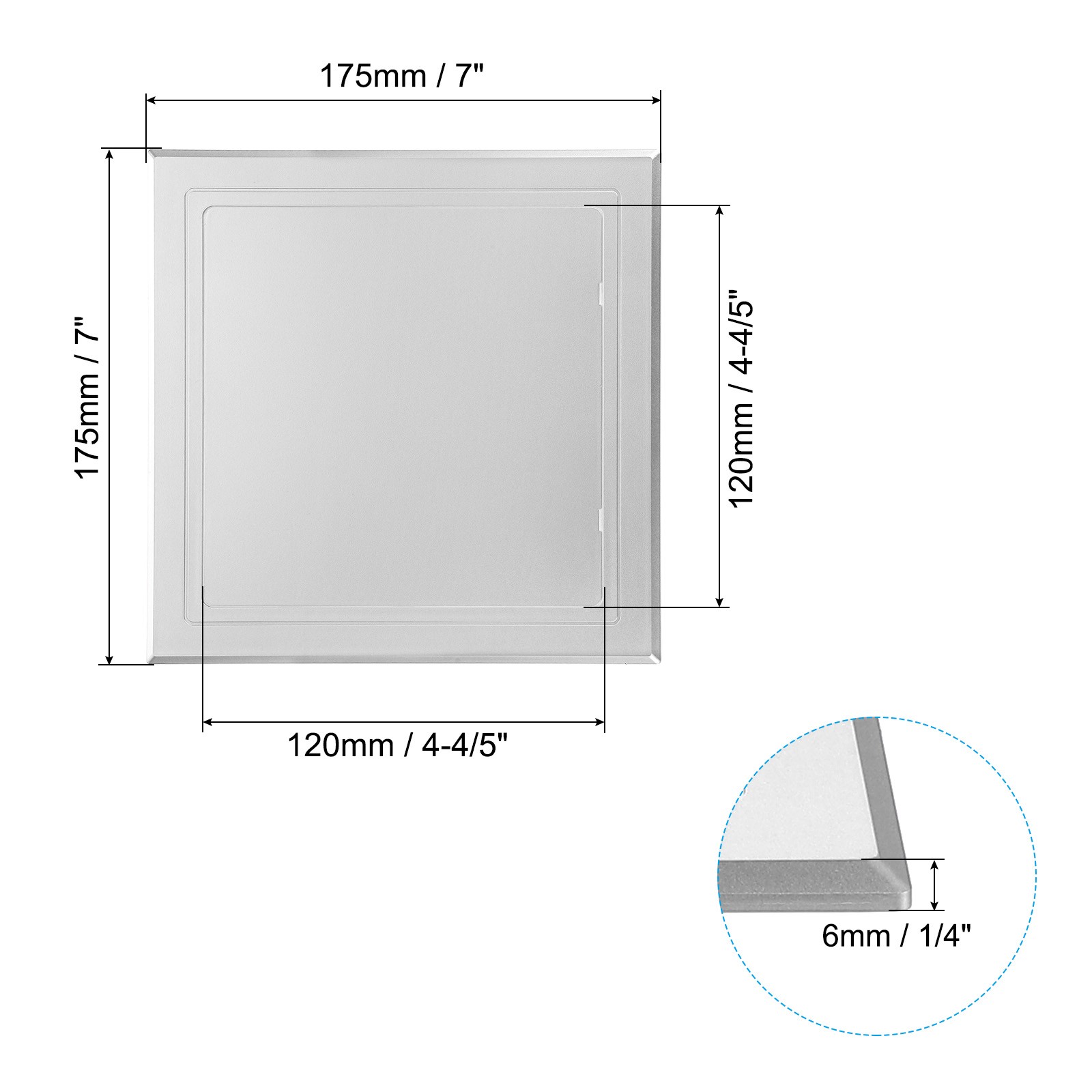5x5 Inch(120x120mm) Self-Adhesive Access Panel, Access Doors, Silver Tone