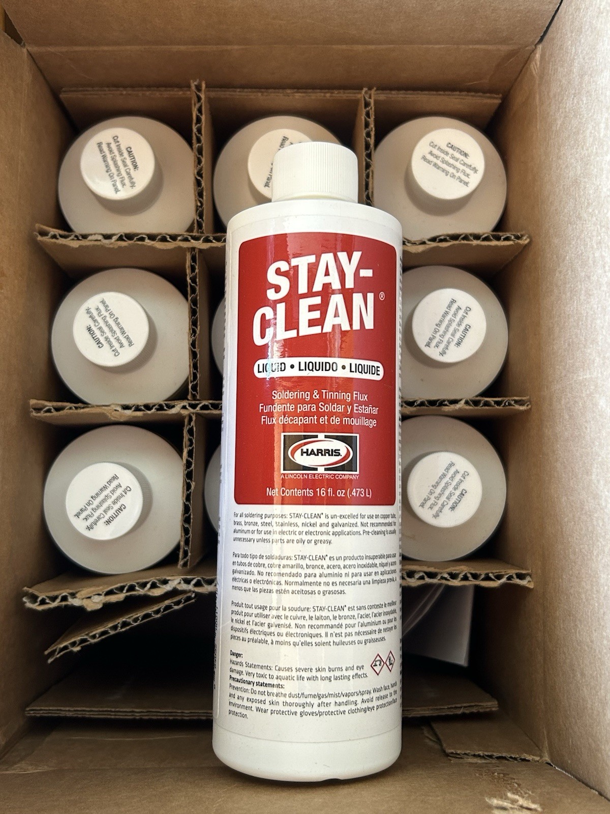 Stay-Clean, Liquid Soldering & Tinning Flux, HARRIS, 16 oz., Directions On Back
