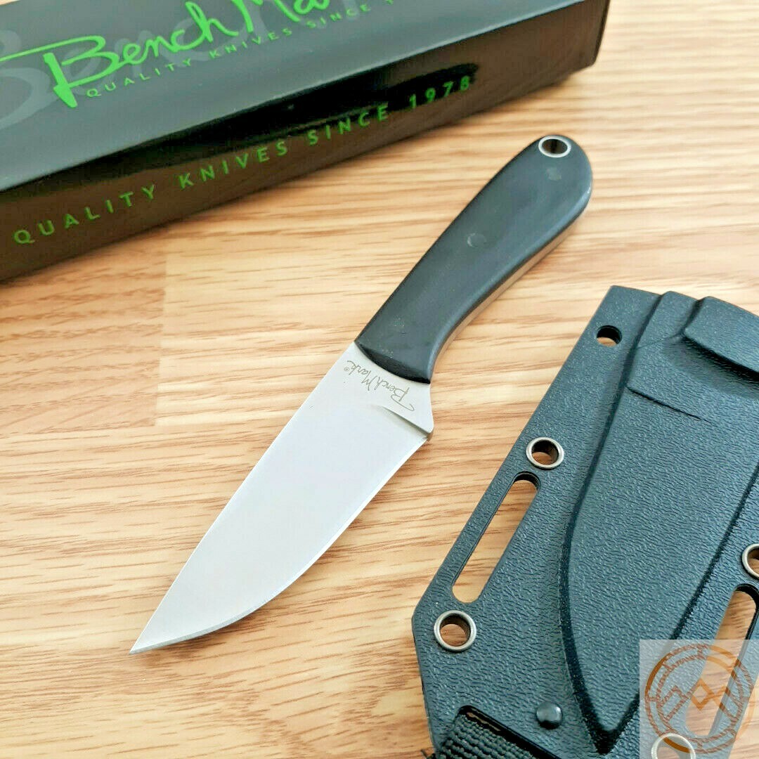 BenchMark Neck Fixed Knife 2.88" Stainless Steel Full Blade Black Micarta Handle