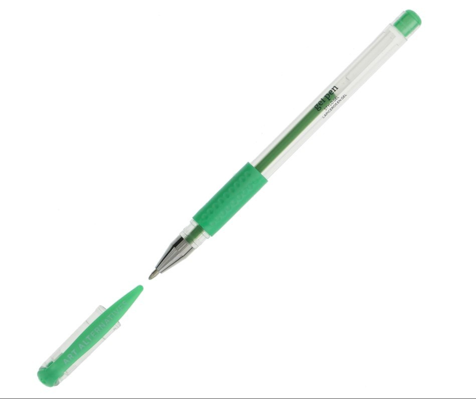 Gel Pen, Metallic Yellow Green - Ballpoint - Non-Smear + Quick Dry