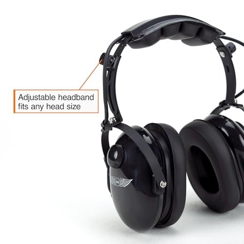 Durable Pilot Headset with 23 dB Noise Reduction, Noise-Canceling Mic, Stereo/Mo