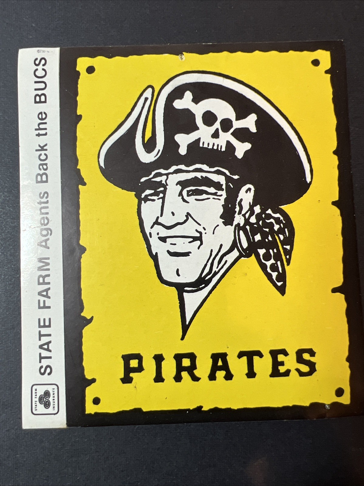 Pittsburgh Pirates VTG 1970s NOS Sticker Decal STATE FARM INSURANCE Promo 3.5x4