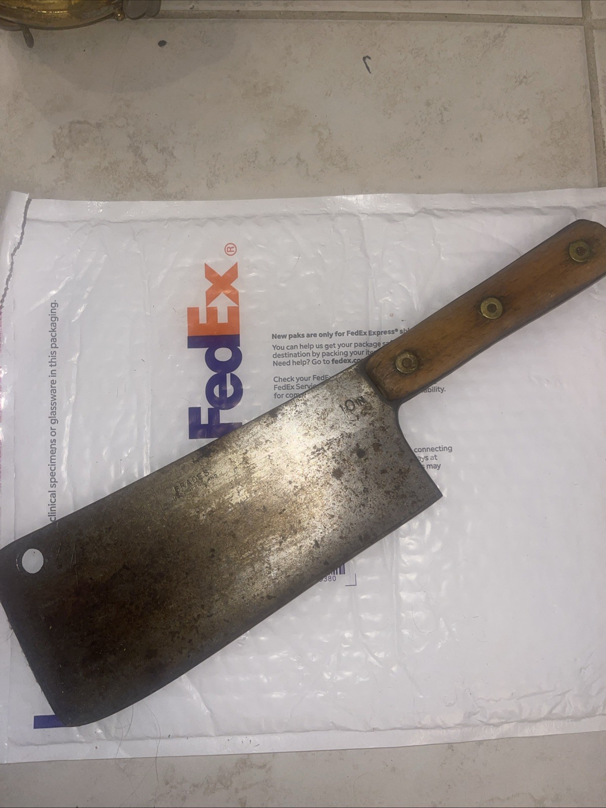 Antique Carbon Steel Brades Butcher Meat Cleaver 10 Inches Made In England