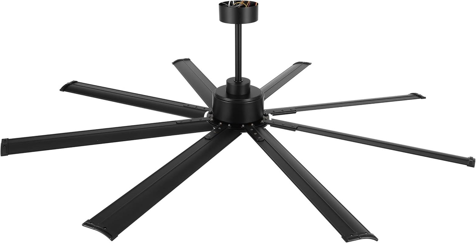 72" Ceiling Fan No Light, Reversible DC Motor, 6 Speed Remote Control, Industria