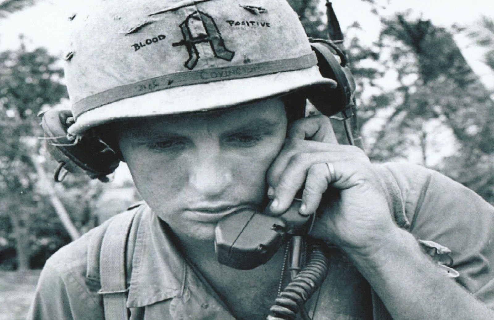 Vietnam War Photos -- Soldier Helmet Art