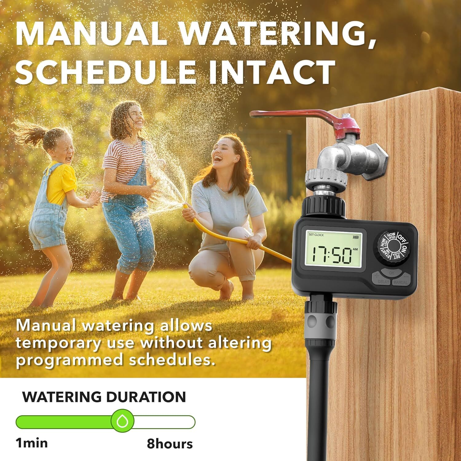 BN-LINK Sprinkler Timer Outdoor, Programmable Water Timer with Rain Delay LCD