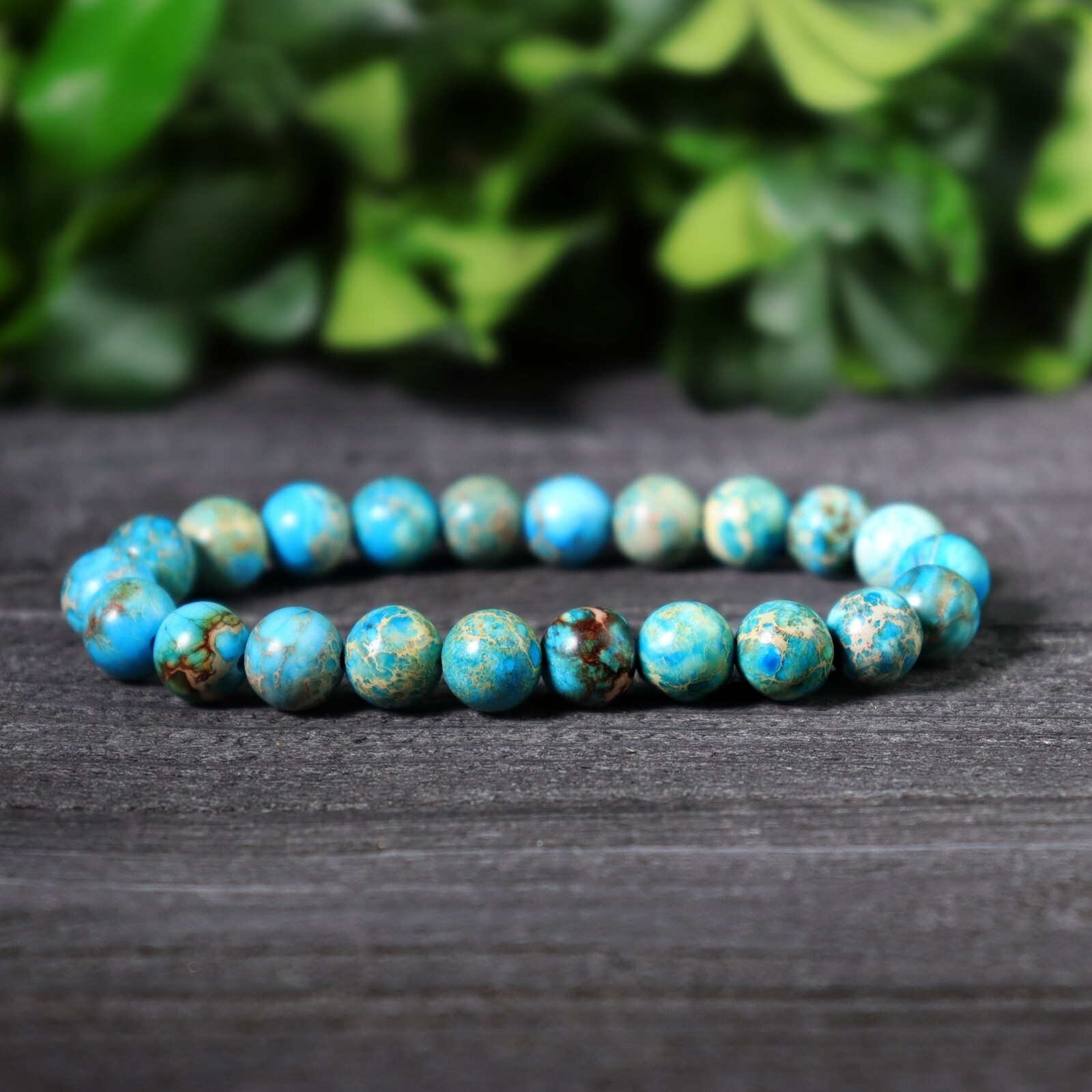 Natural Blue Sea Sediment 8mm Beaded Bracelet Healing Chakra Stretch Bracelet