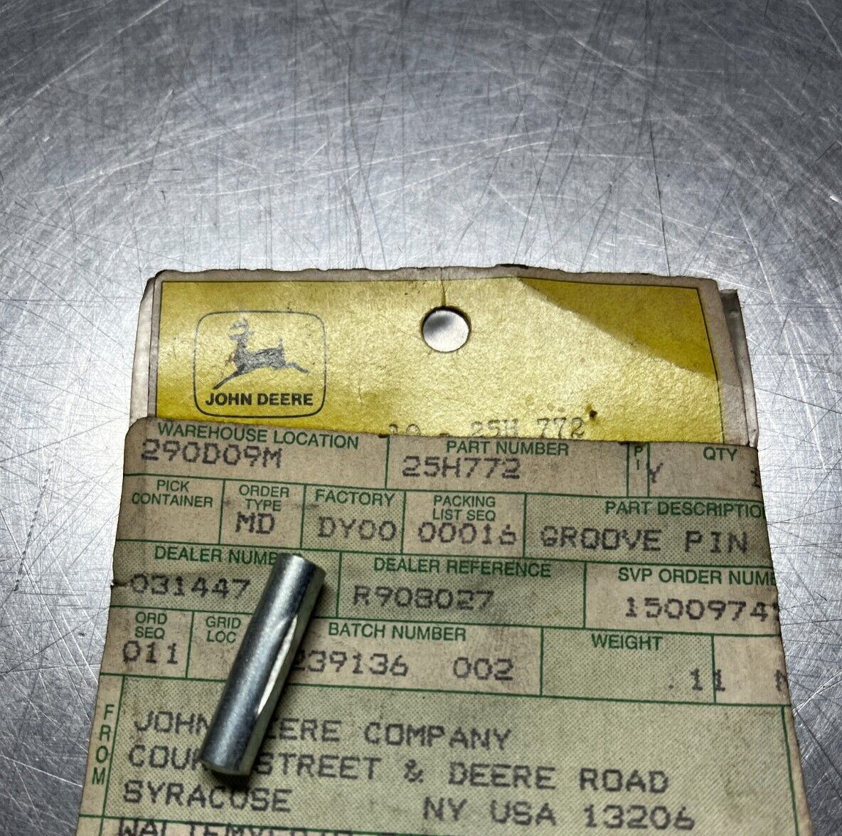 25H772   Genuine OEM   John Deere   Groove PIN   QTY of 6 Pins