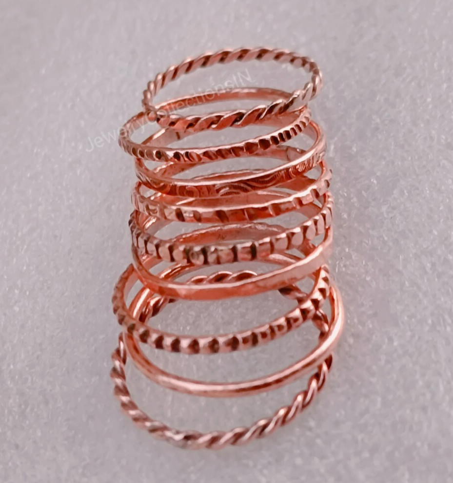 Pure Copper Stacking Ring Set Of 9 Rings Pure Copper Copper Stacking Ring B262