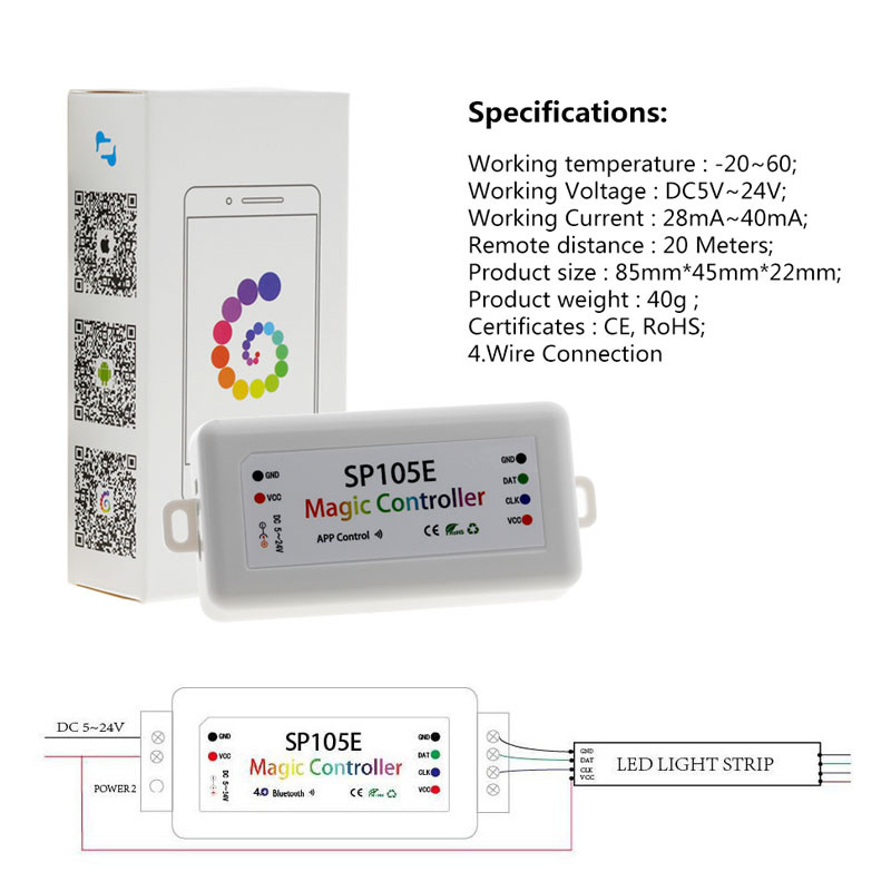 SP105E SP107E Music SP108E WiFi wireless led controller For WS2812B WS2811 LED