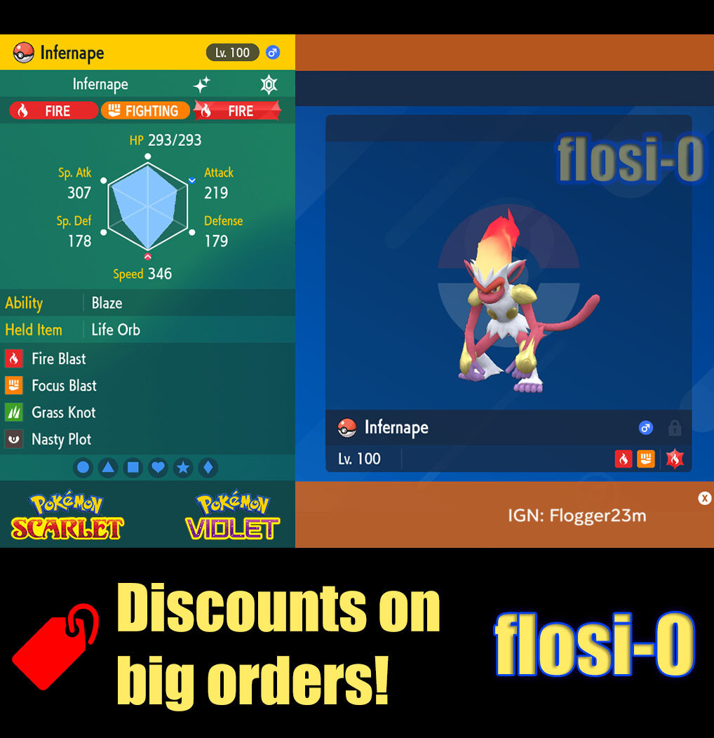 6IV Shiny Infernape Pokemon Scarlet and Violet