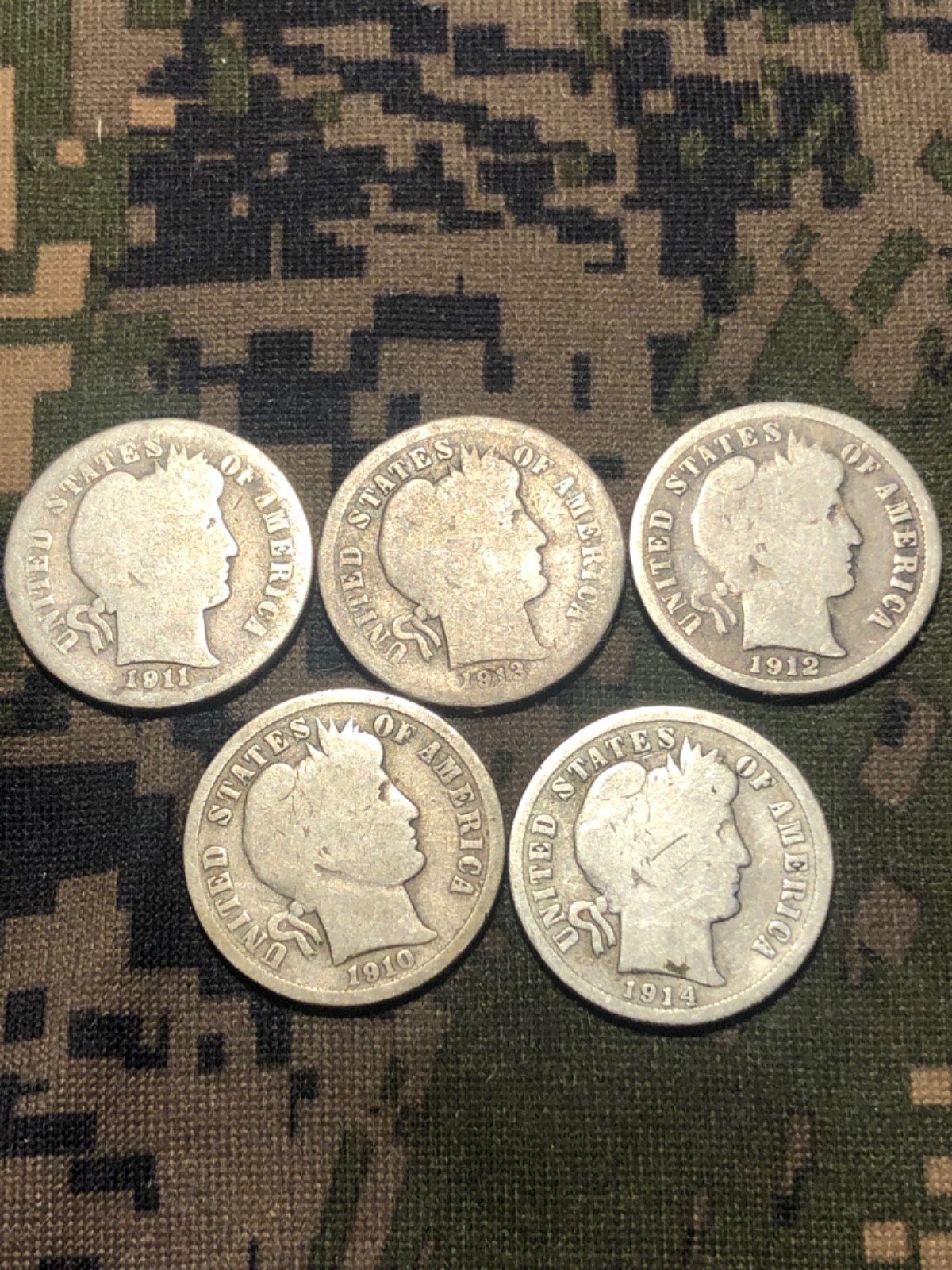 Lot of 5 Barber Dimes (YOU GRADE) 90% Silver better date investment coins