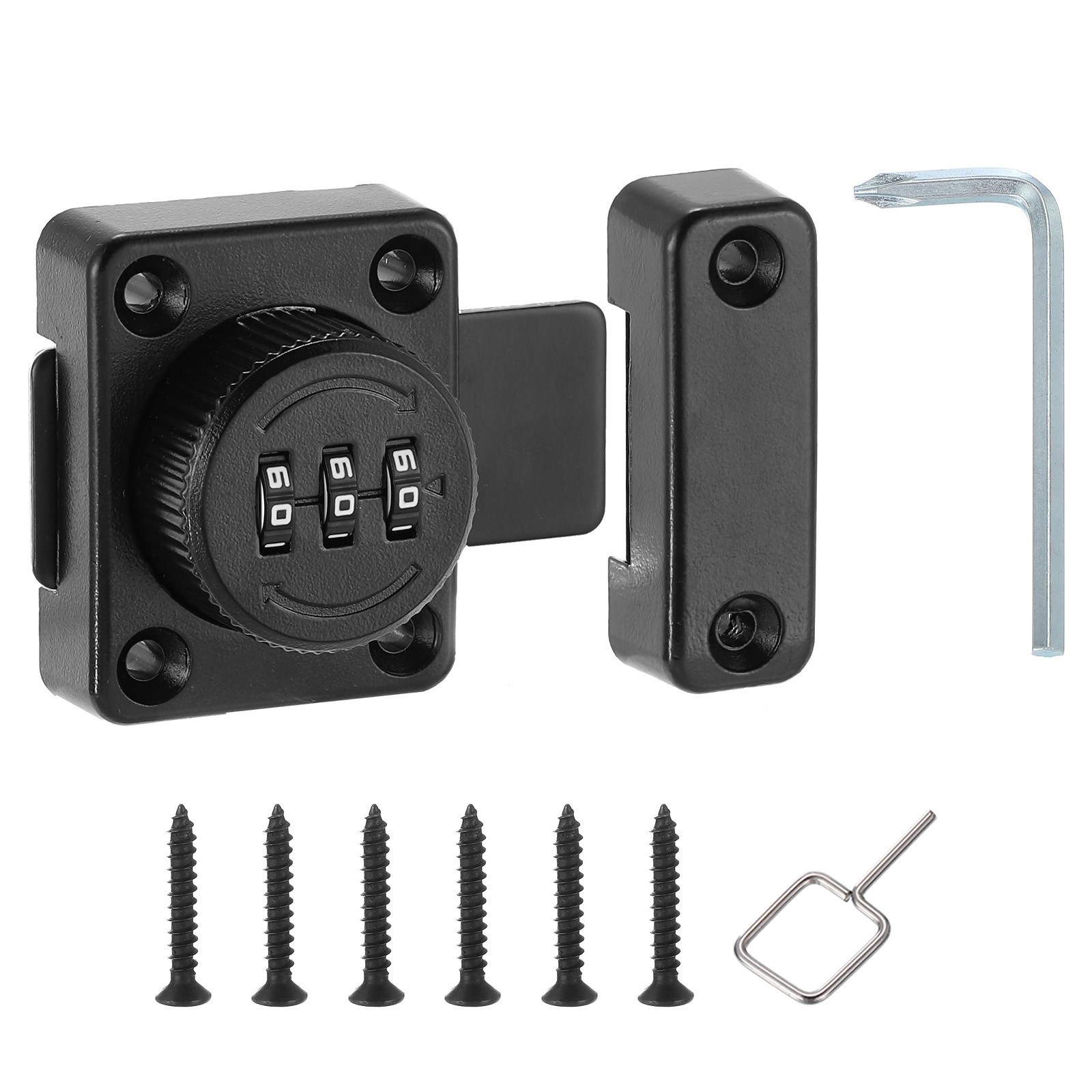 Cabinet Password Latch Combination Lock Safety Lock with L-Screwdriver Black