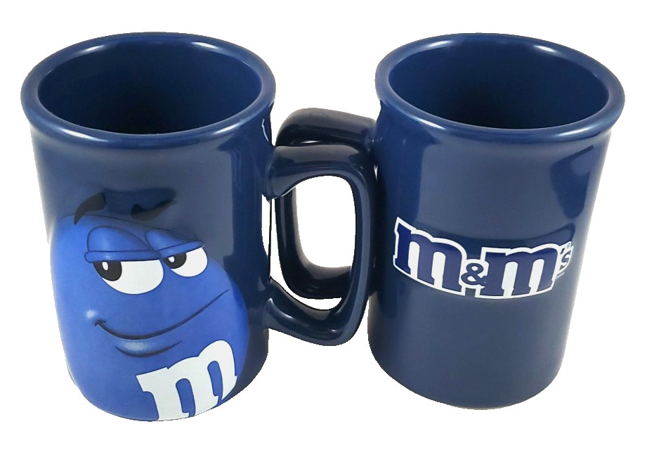 2010 M&M's Blue 3D Blue Candy Character Coffee Mugs-Set of 2-12oz