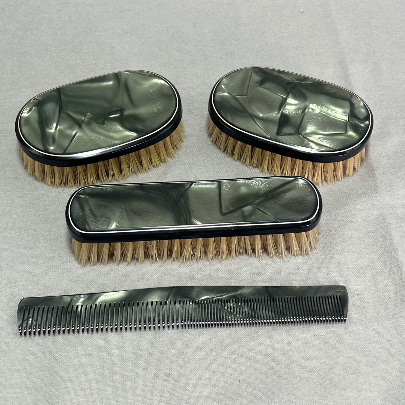 Dupont Pyralin Mens Grooming Set Green Celluloid Art Deco Vintage Vanity
