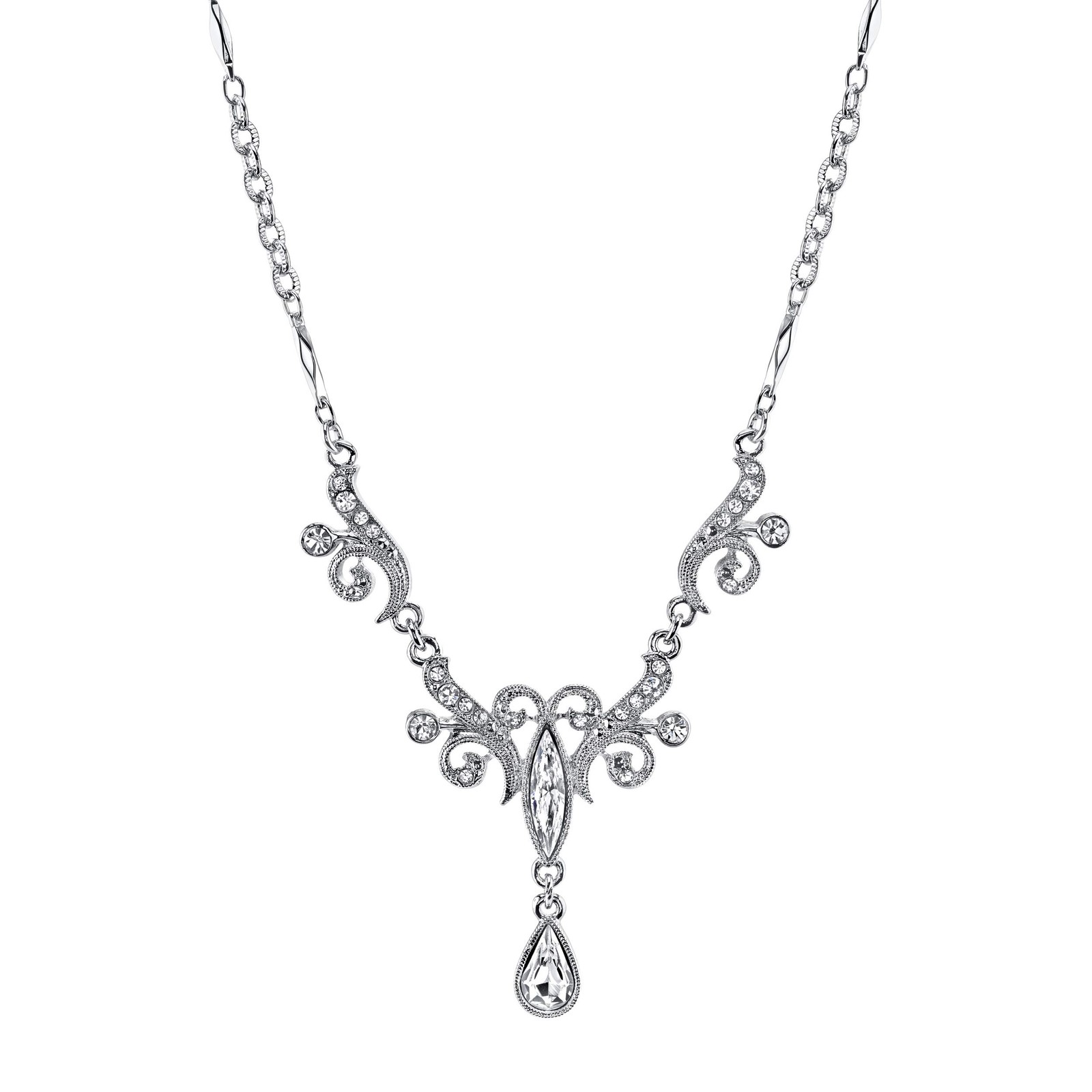 1928 Jewelry Company Bridal Pendant Necklace 15 3 Extension Clear Inch Standard