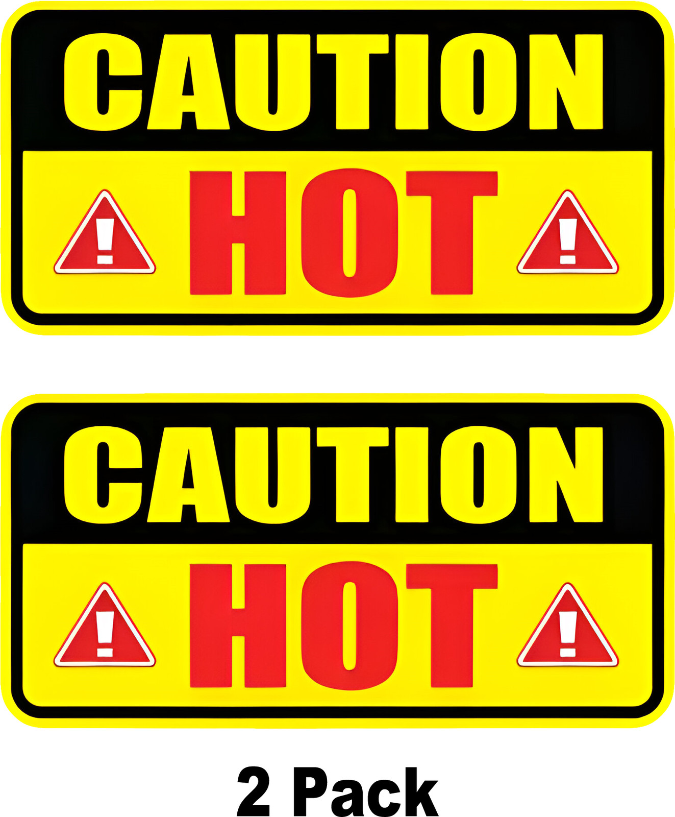 2x Caution Hot Sticker