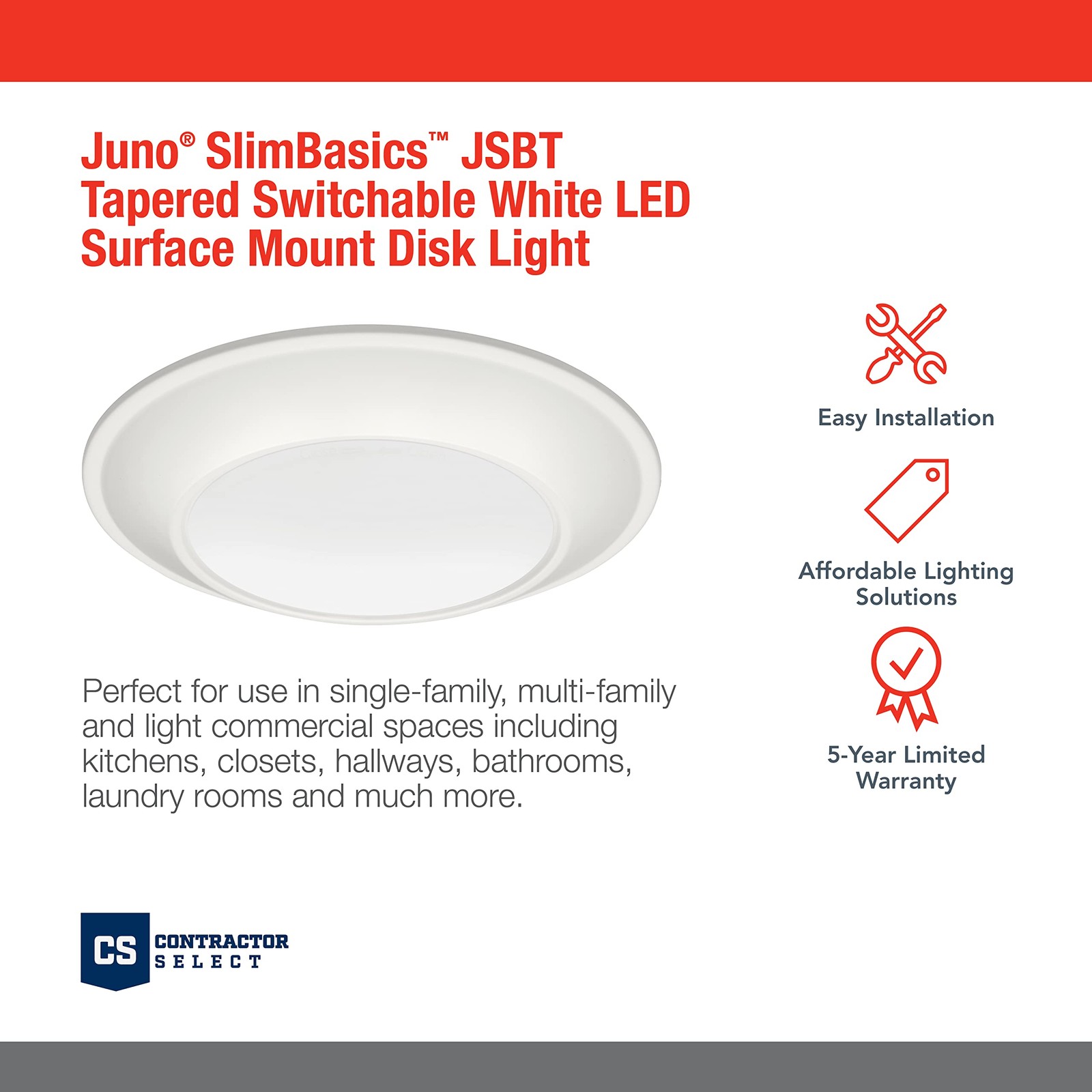 SlimBasics 6 Inch LED Ceiling Light, LED Surface Mount Downlight for Shower L...
