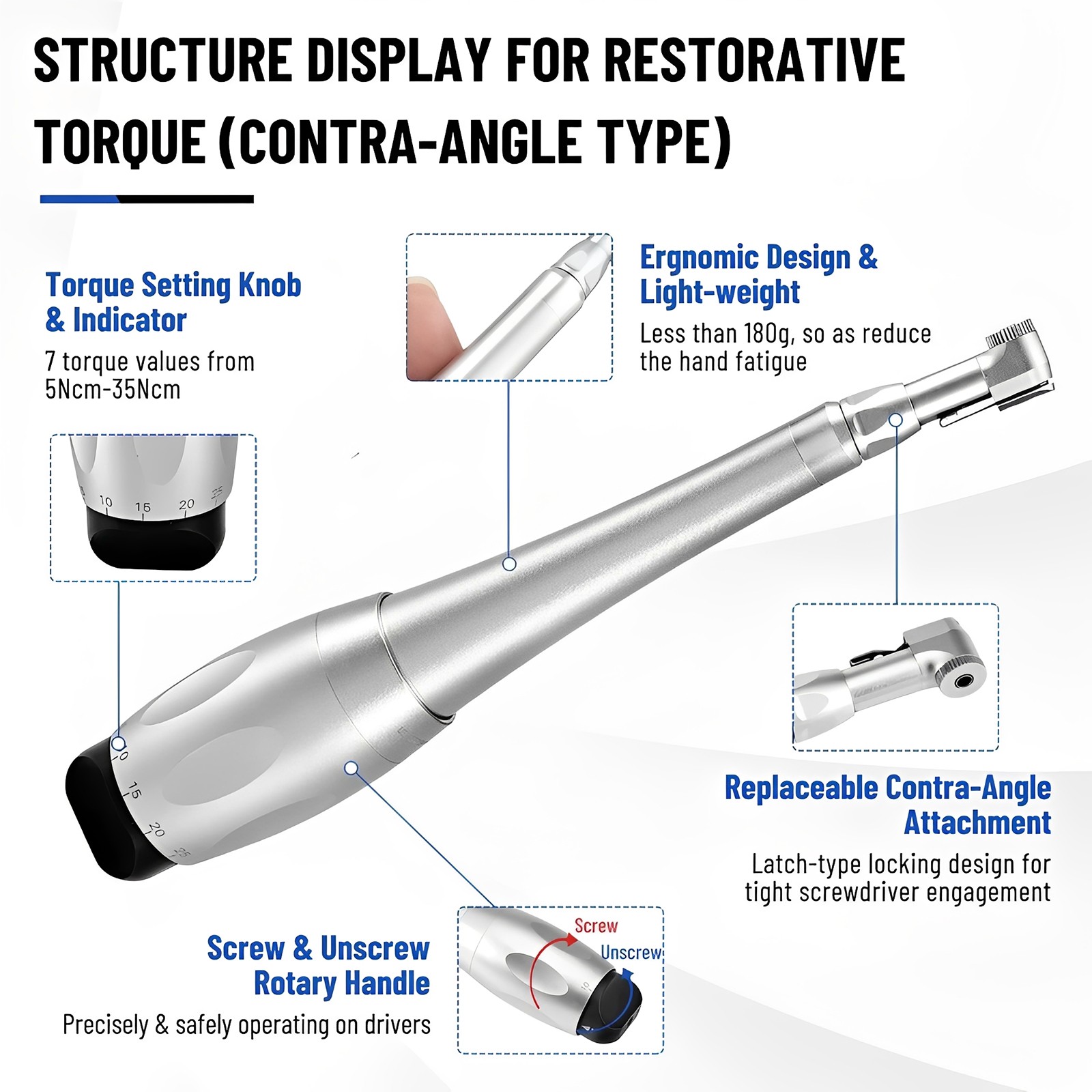 Dental Universal Implant Torque Wrench Handpiece Torque Wrench Driver USA