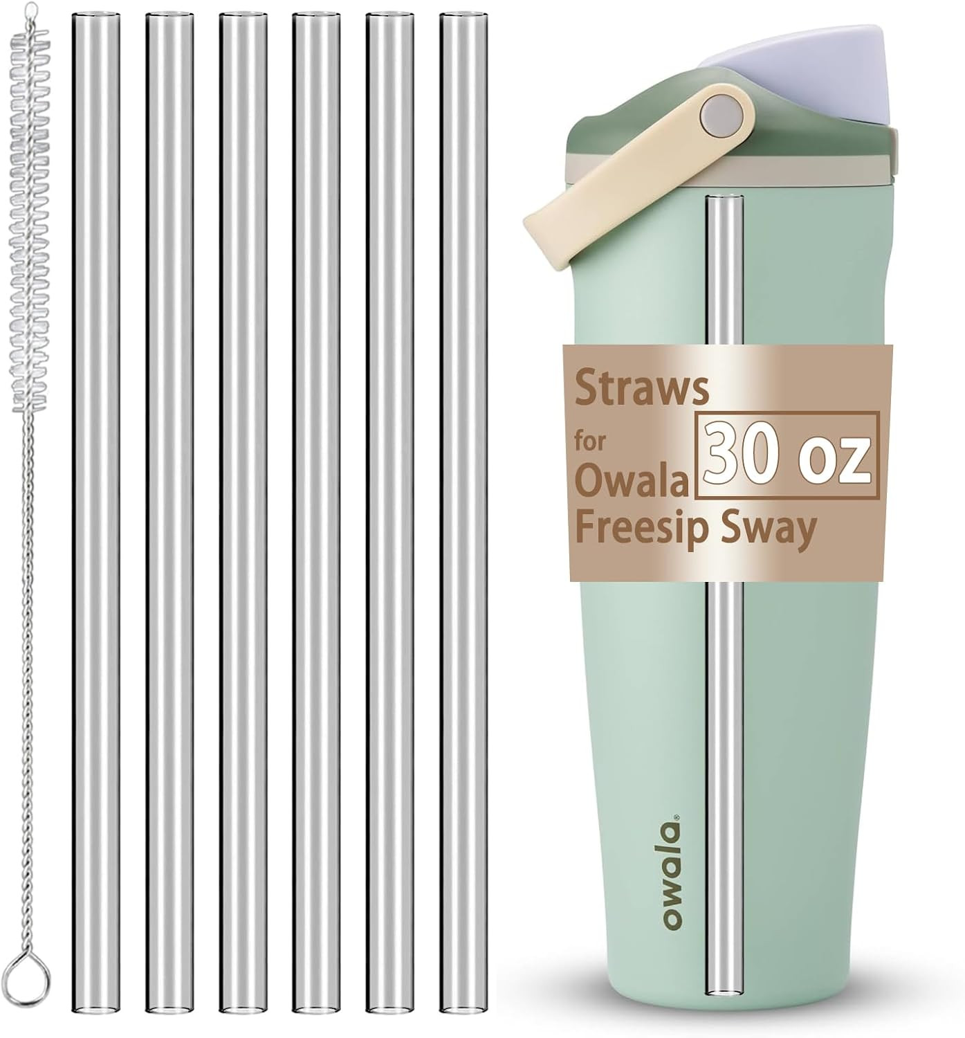 6-Pack Straws for Owala Freesip Sway Insulated Stainless Steel Water Bottle 30O