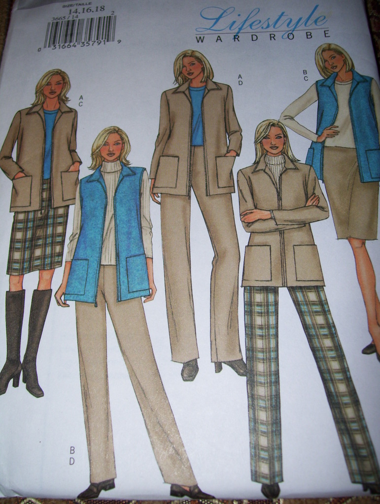 BUTTERICK #3665 - LADIES WINTER JACKET - VEST - SKIRT & PANTS PATTERN  14-24  FF