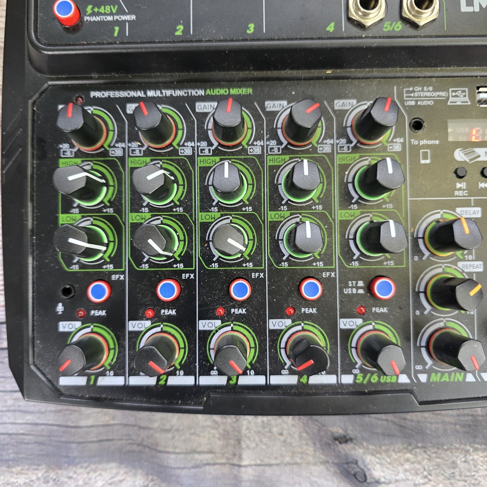 6 Channel Audio Mixer Mixing Console Led Screen USB Powered Podcast Music Mic