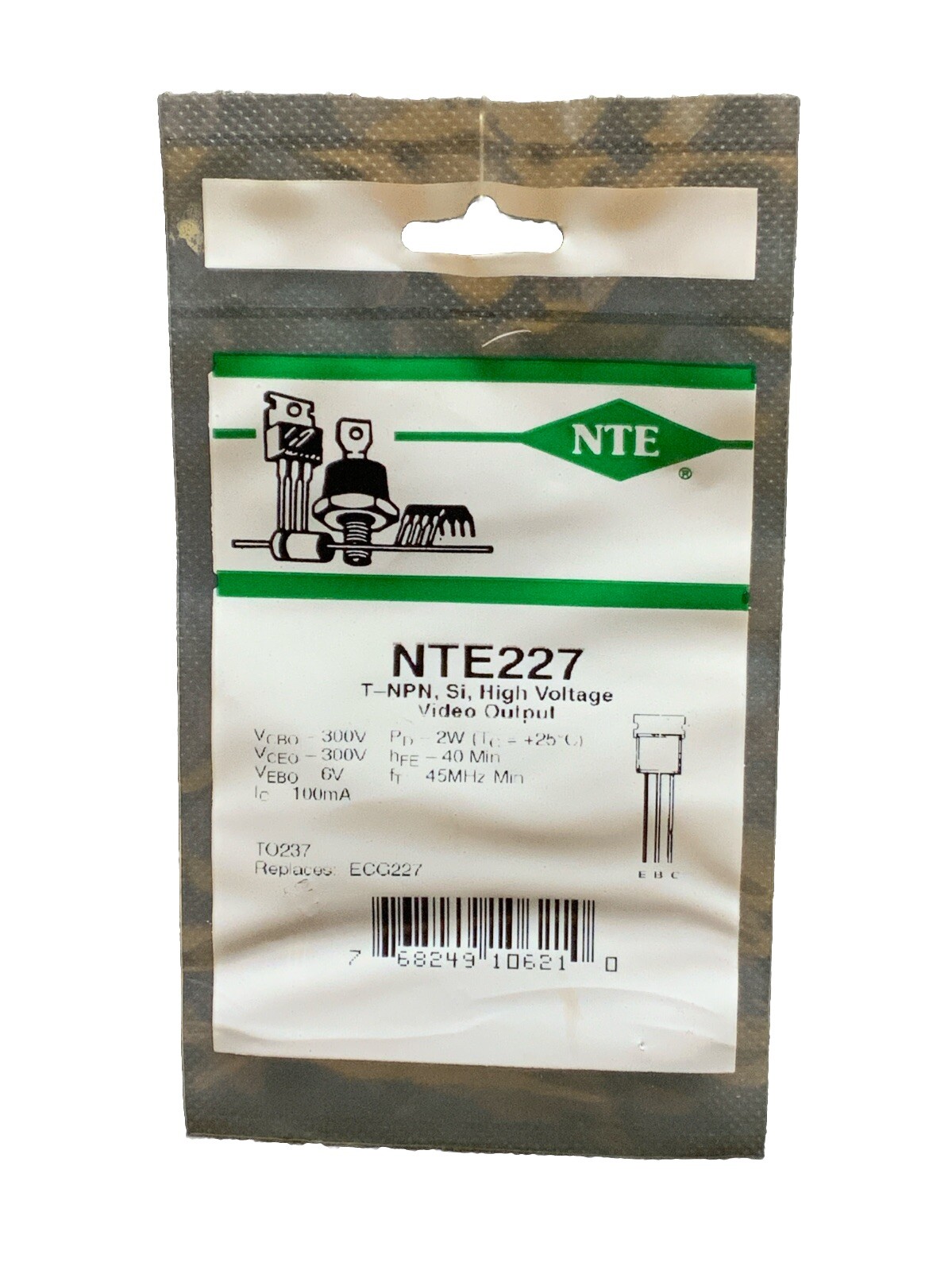 NTE227 T-NPN, Si, High Voltage Video Output TO37 Replaces ECG227