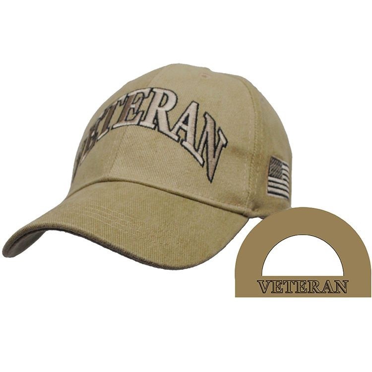 U.S VETERAN 3D LETTERS KHAKI STONE Adjustable Embroidered Cap Hat