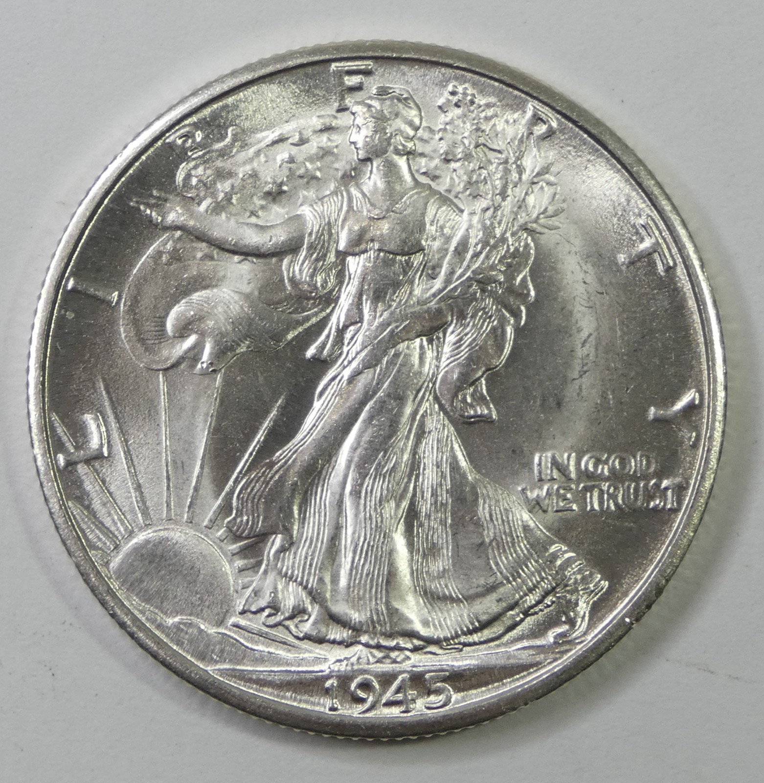 1945-D Walking Liberty Half Dollar Choice BRILLIANT UNCIRCULATED Silver 50c
