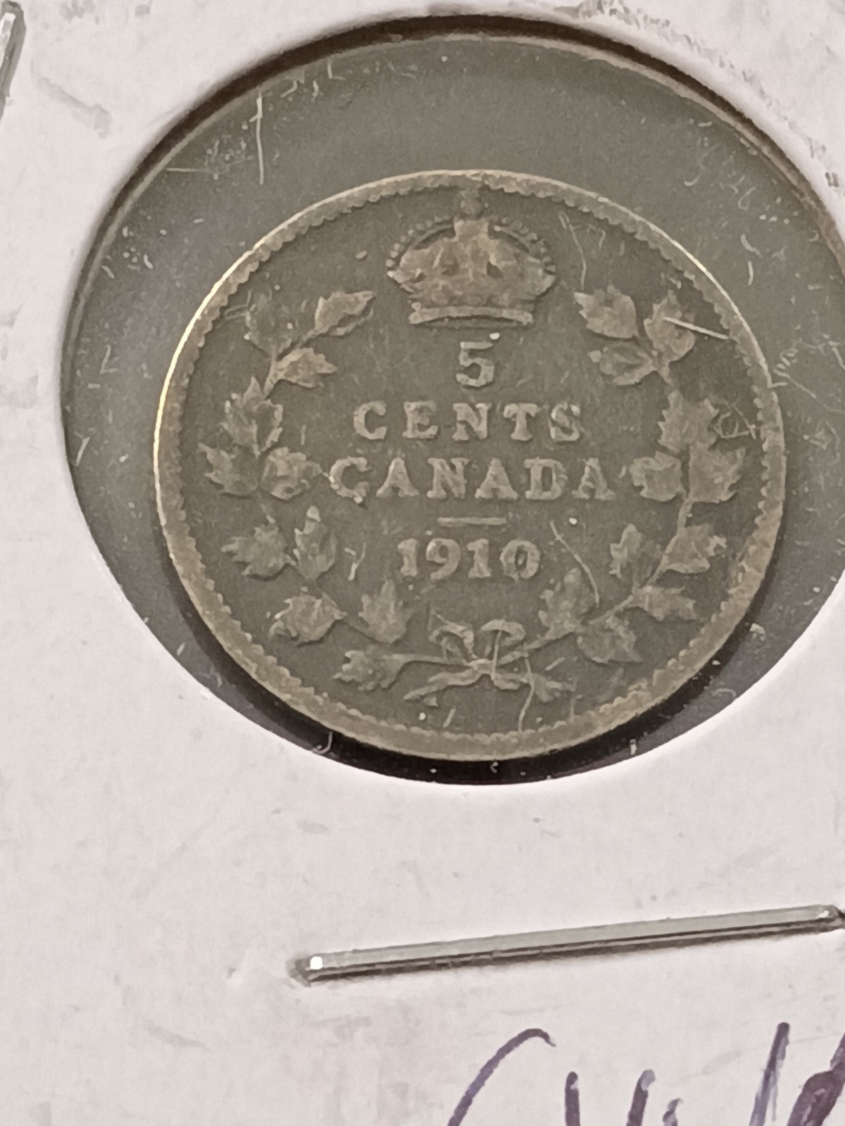 1910 Canada 5 Cents - Small Silver Coin (KM.#13)