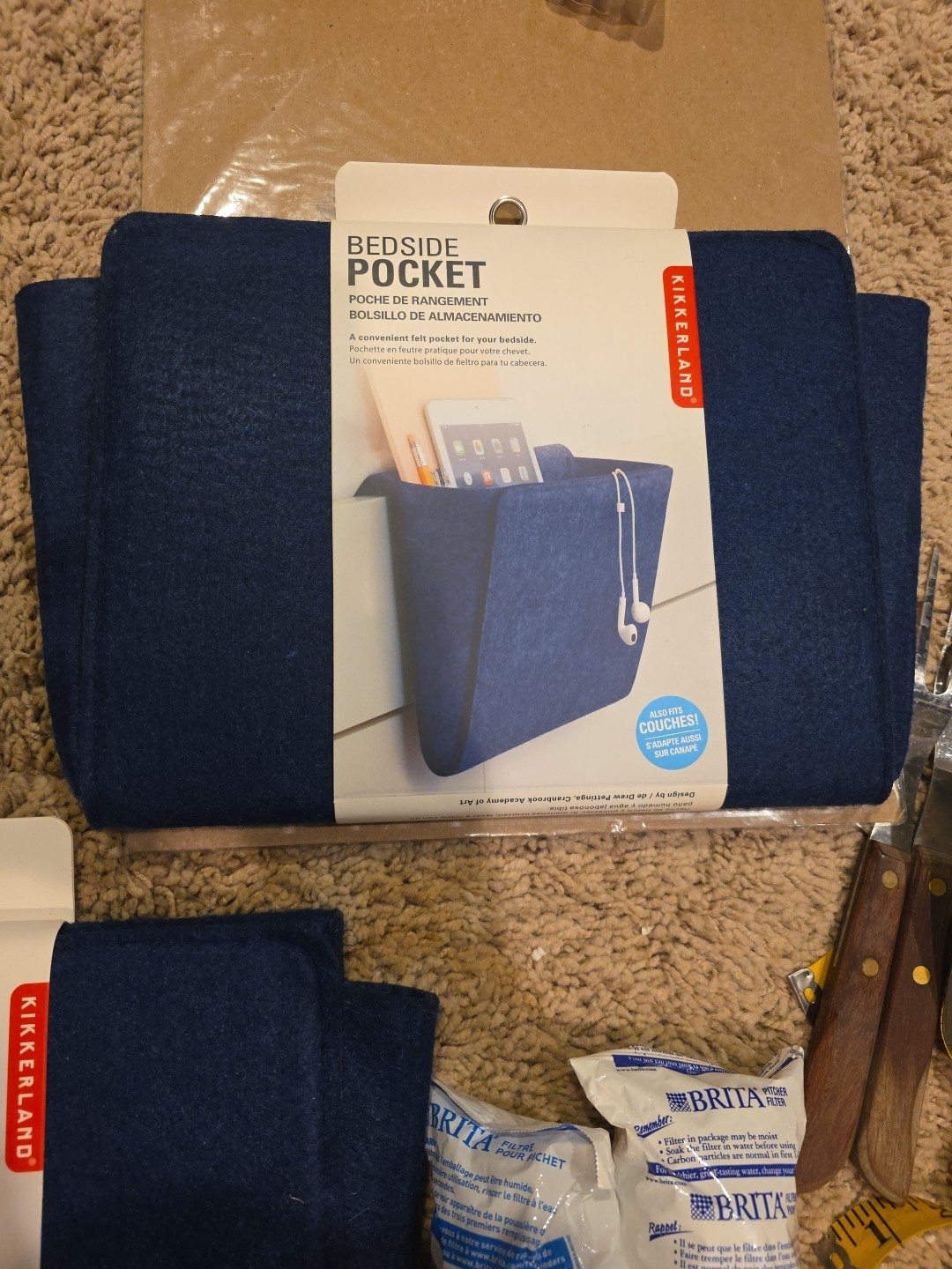 NEW Kikkerland Large Bedside Pocket ~ Navy Blue