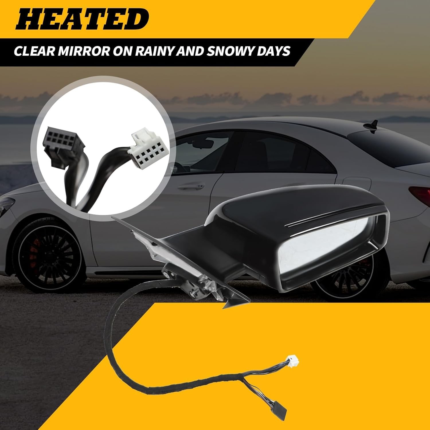 Right Passenger Side Mirror Assembly Compatible with CLA250 CLA45 AMG 2014-18