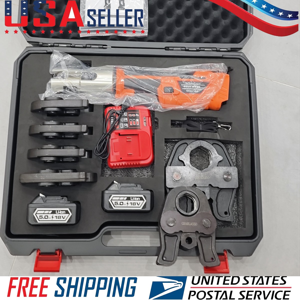 1/2" -2" Pro Press Tool Pipe Crimping Kit Press Tool Battery Kits with 6 Jaws