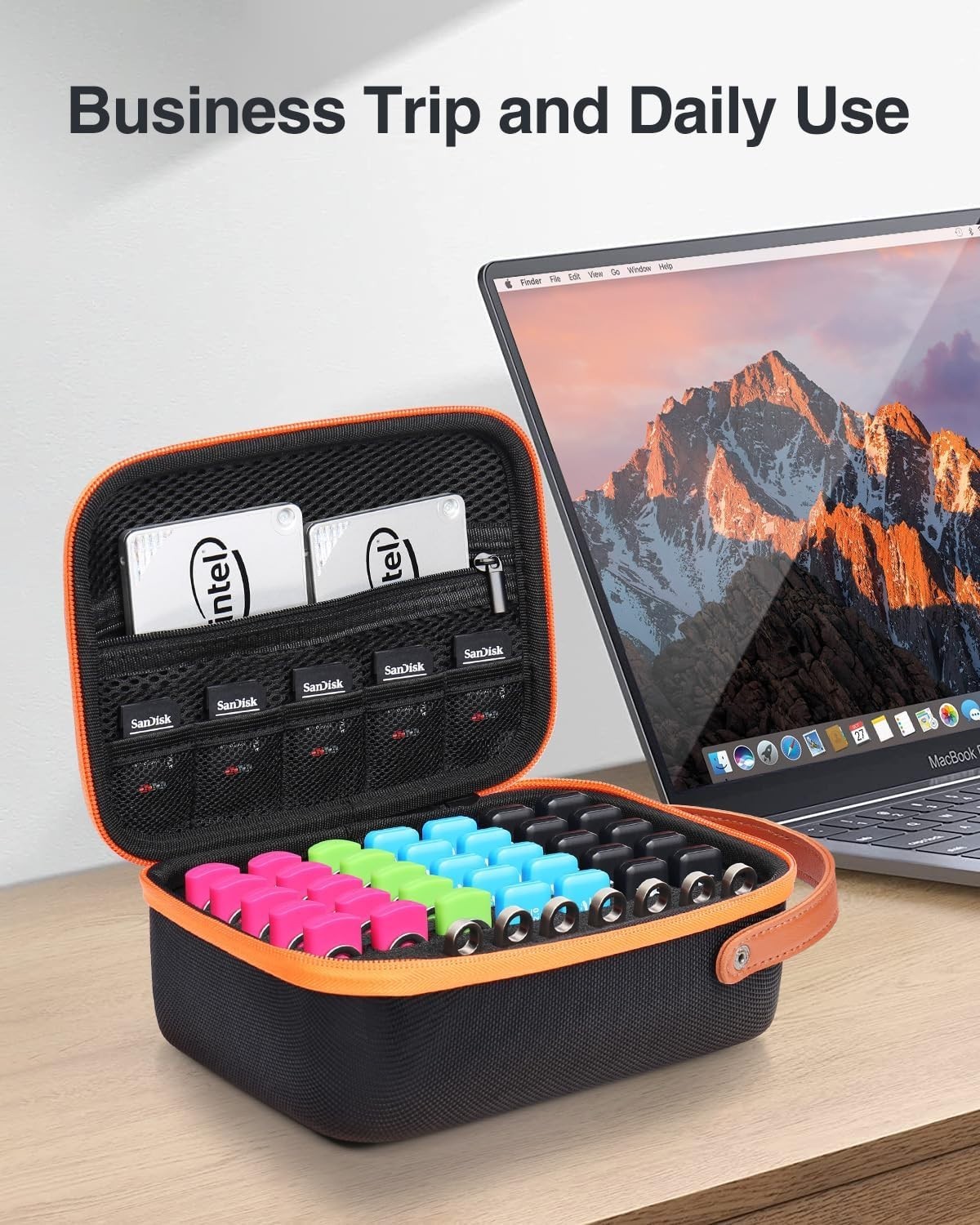 Smart Design Orange USB Case - 49 Slots for Ultimate Storage Efficiency