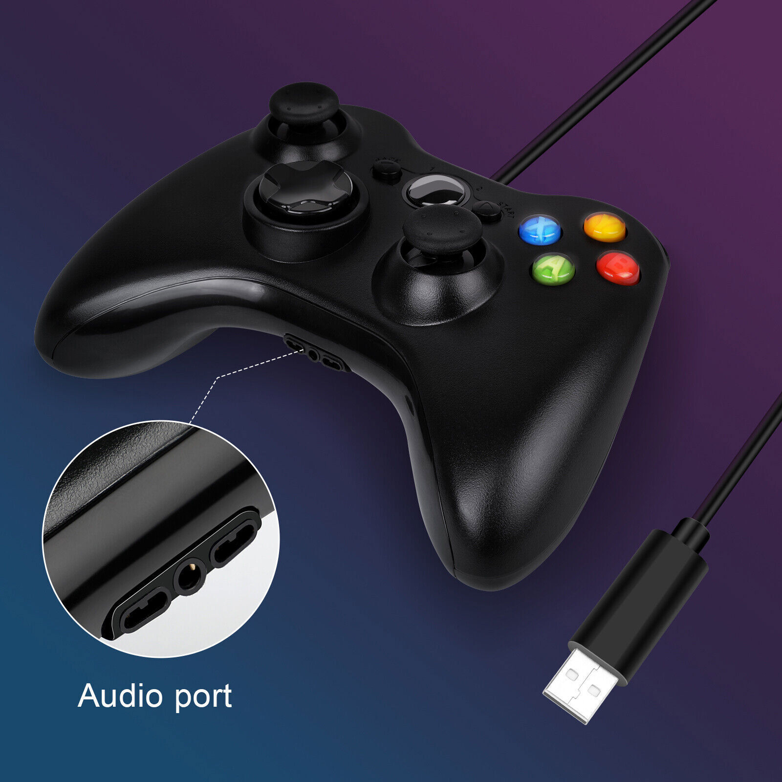 USB Wired Controller For Microsoft Xbox 360/Slim/E Gamepad PC Windows 11/10/8/7