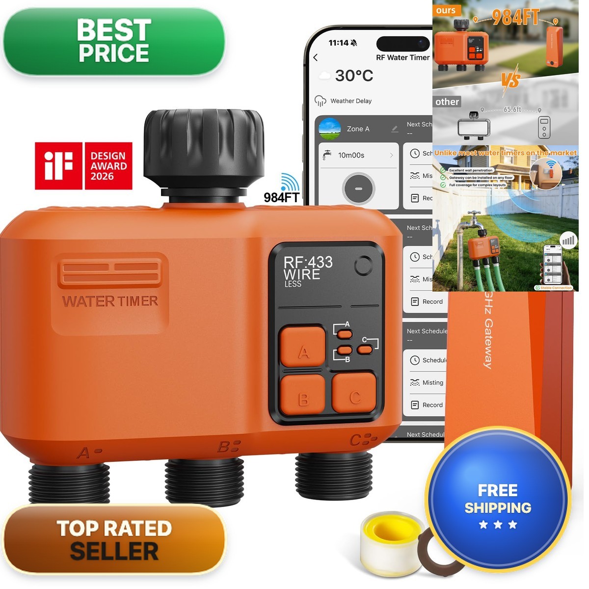XinFuture HCT-638 Smart WiFi Sprinkler Timer 3 Zone Water Timer