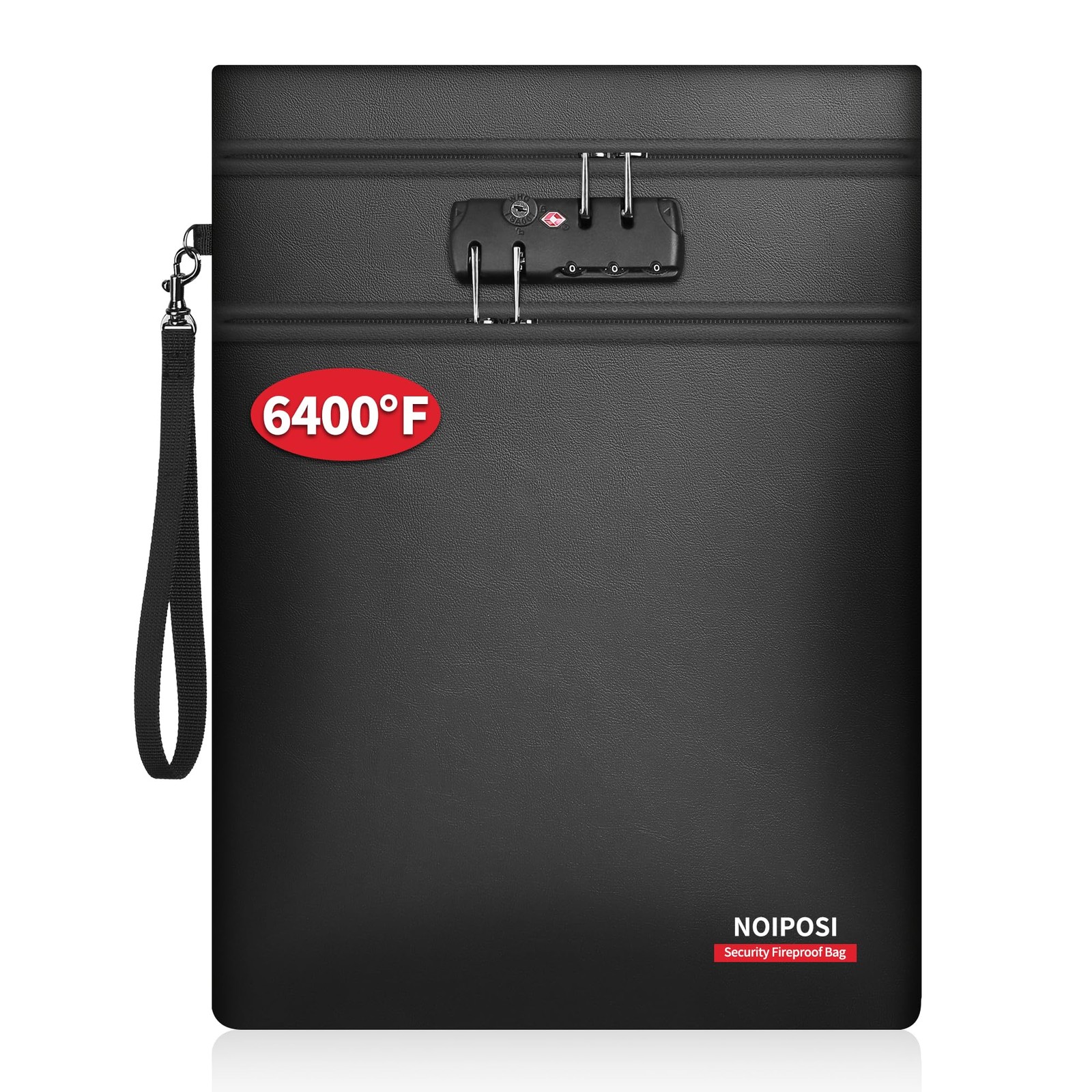 6400â„‰ Fireproof Document Bag with Lock,Dual-Zip Compartments 15x11 inch Firep