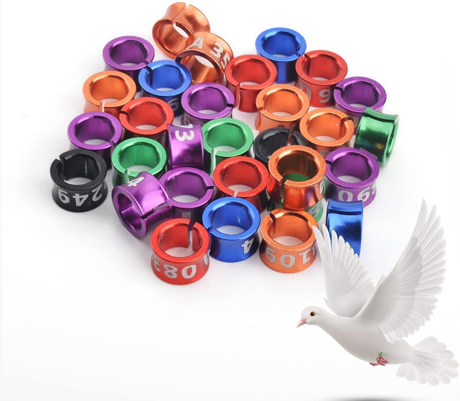 50 Pcs Open Split Aluminum Bird Anklet for   Birds Identification Training Ring