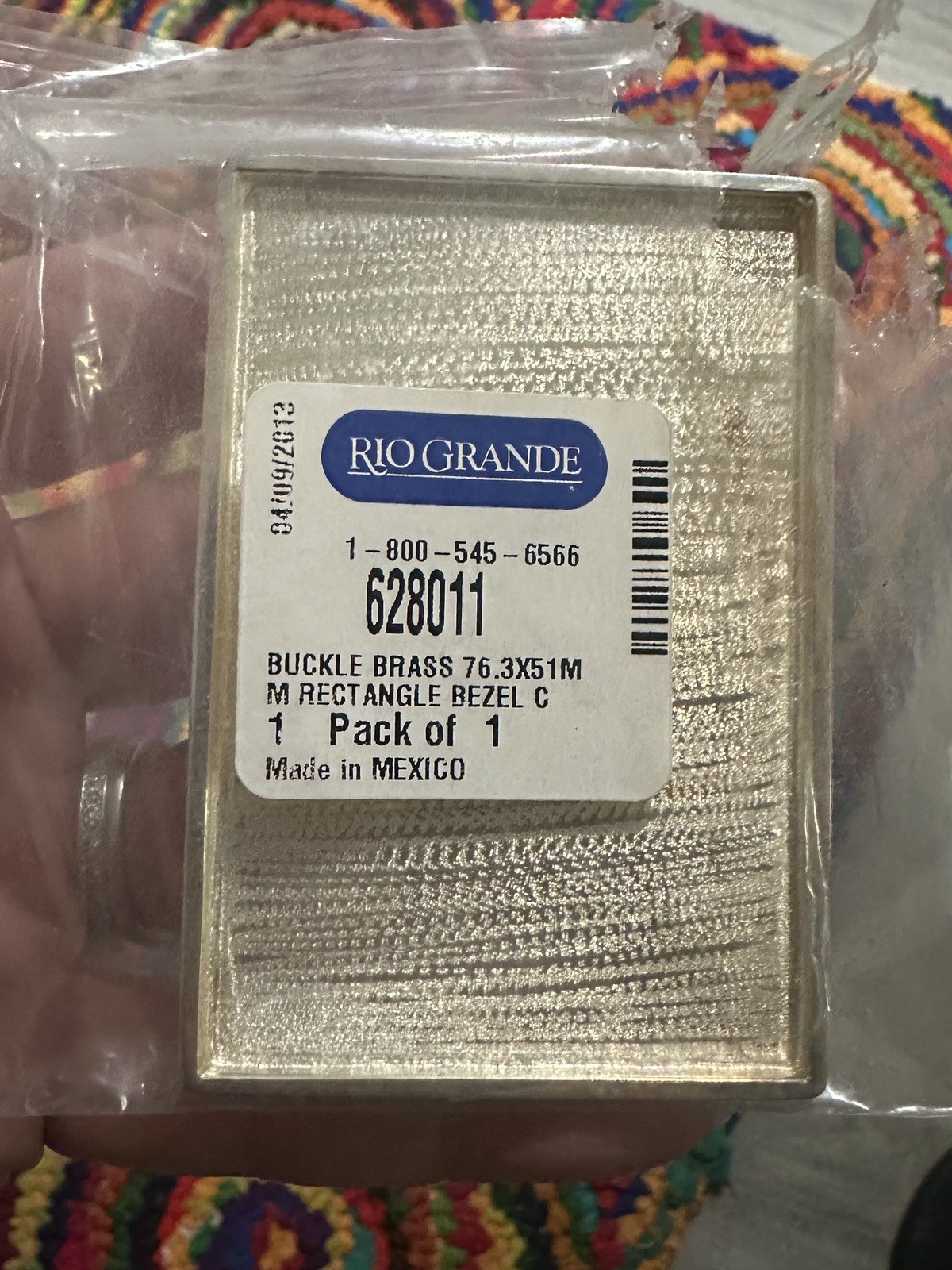 New Old Stock Rio Grande Blank Brass Belt Buckle Rectngle Glass Fusing Art Glass