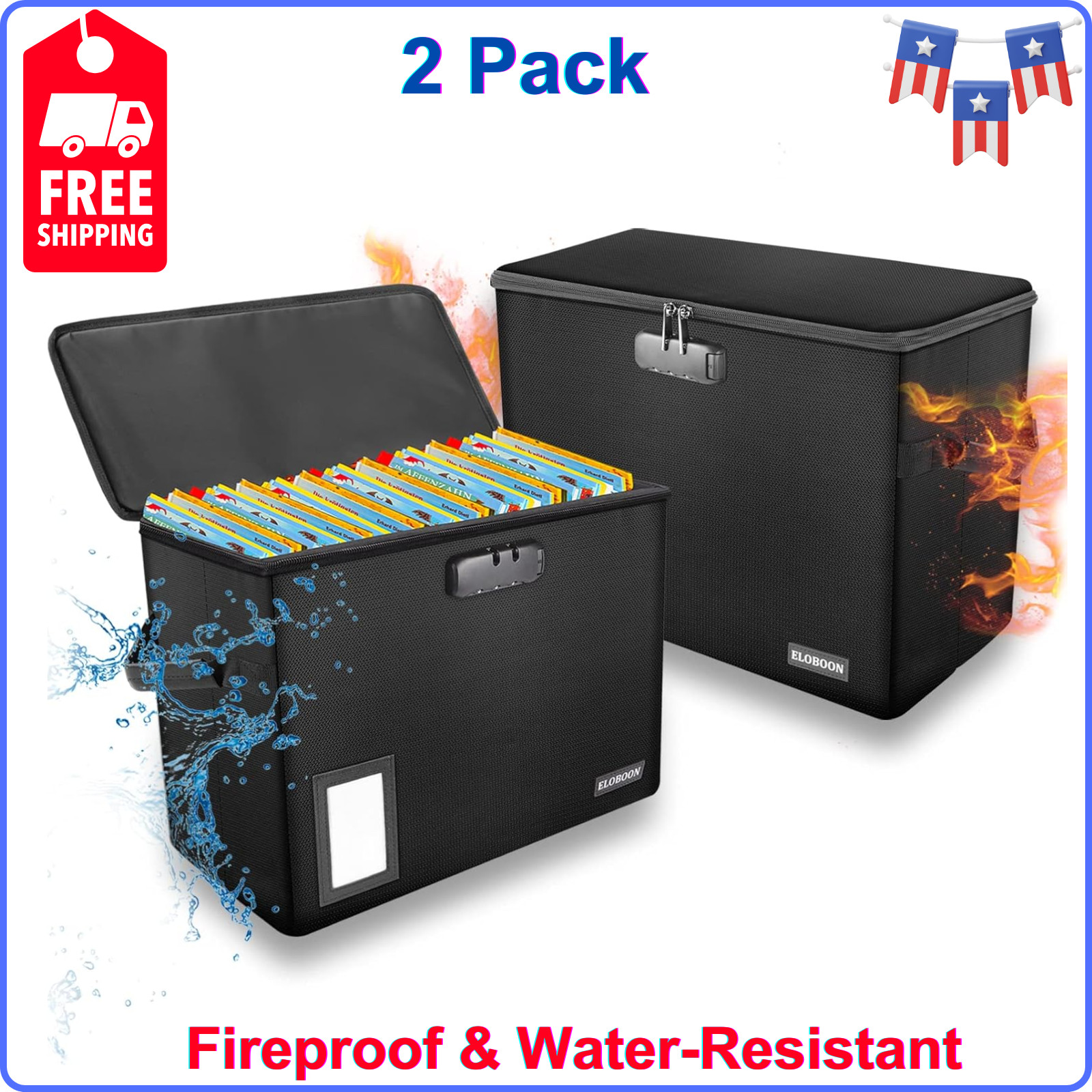 2 Pack Comic Book Storage Box ELOBOON Fireproof & Water-Resistant Comic Book Box