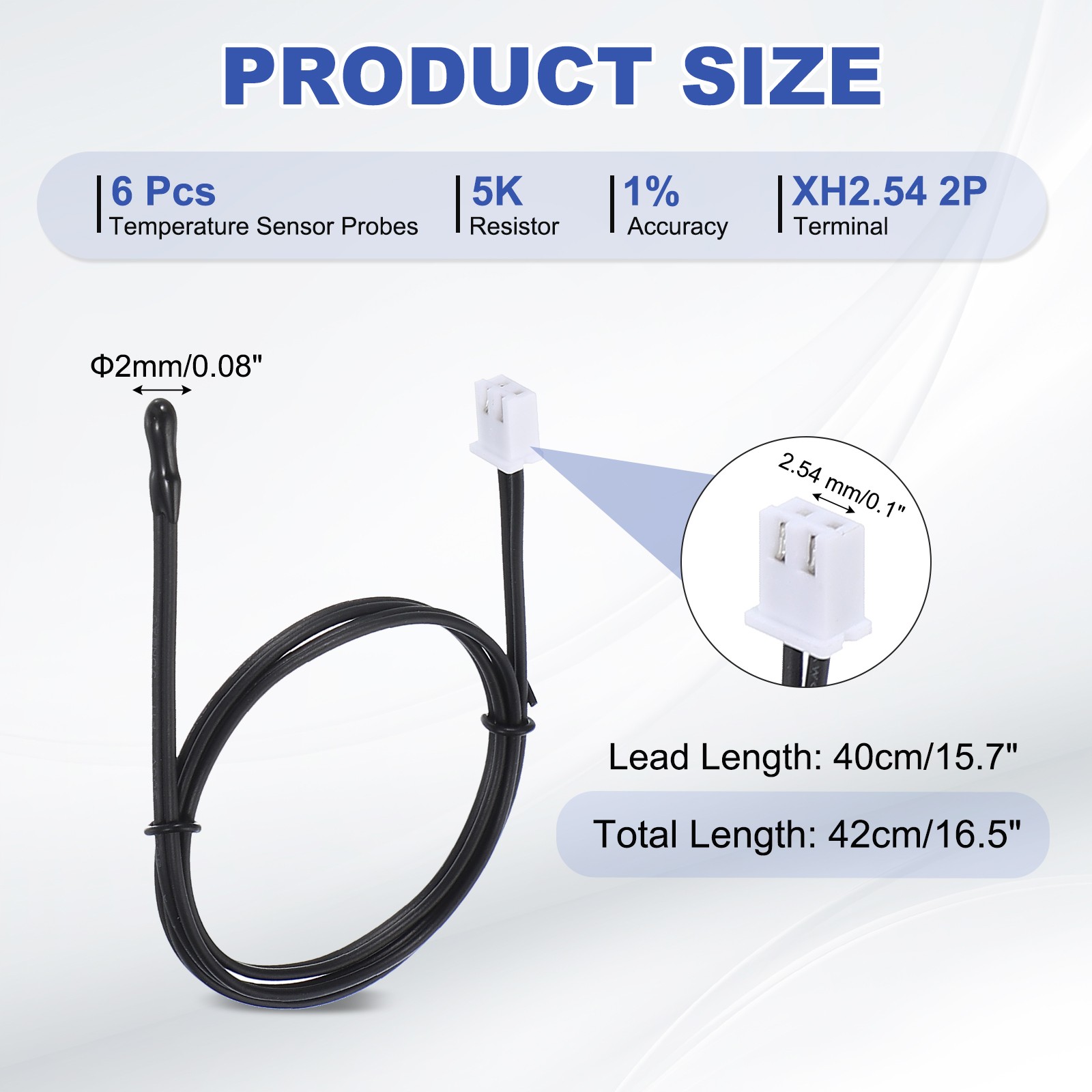 6 Pcs 5K 15.7" 3950 Epoxy Temperature Sensor Probe for Air Conditioner