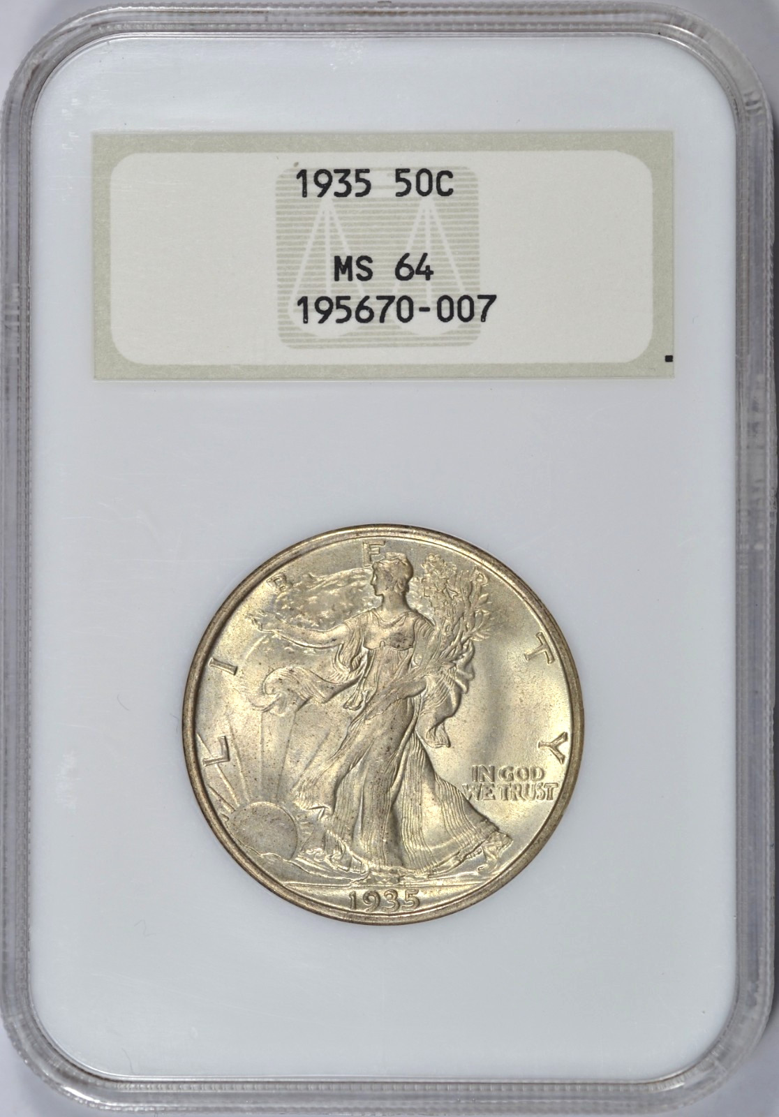 1935 WALKING LIBERTY HALF DOLLAR NGC MS64 OLD FATTY HOLDER