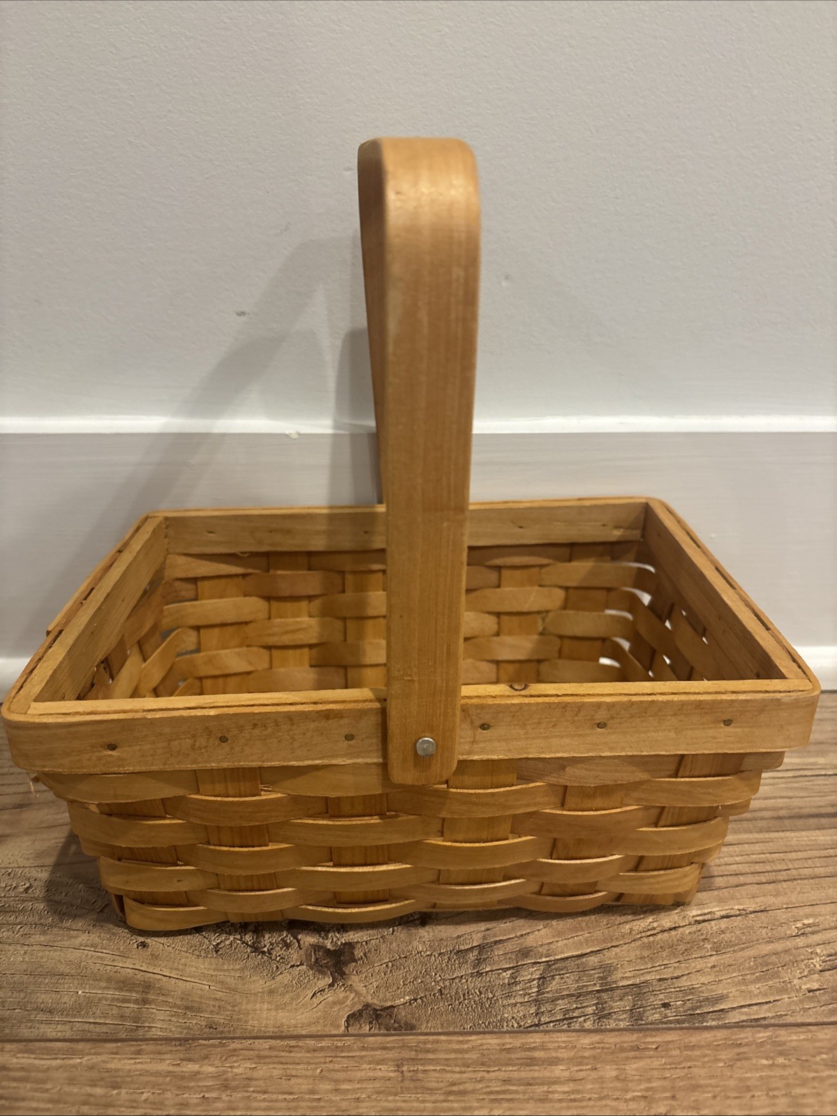 Rustic Home Decor Rectangular Handwoven 7" X 9” Medium Wood Basket