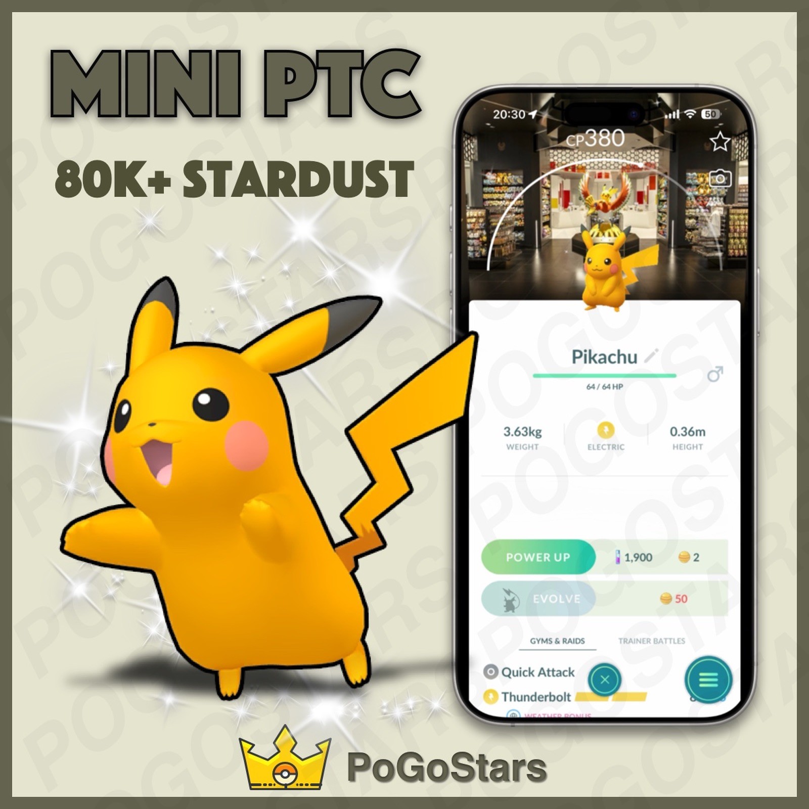 Pokémon PTC GO - Shiny Pikachu - Pokemon Center Kyoto✨Special Background✨