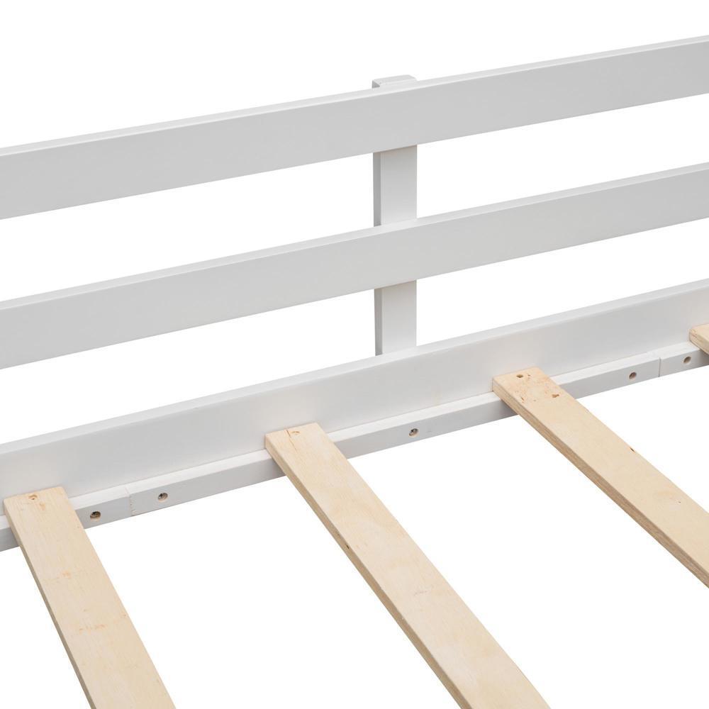 New Practical Twin size Loft Bed Wood Bed w/ Two Storage Boxes - White
