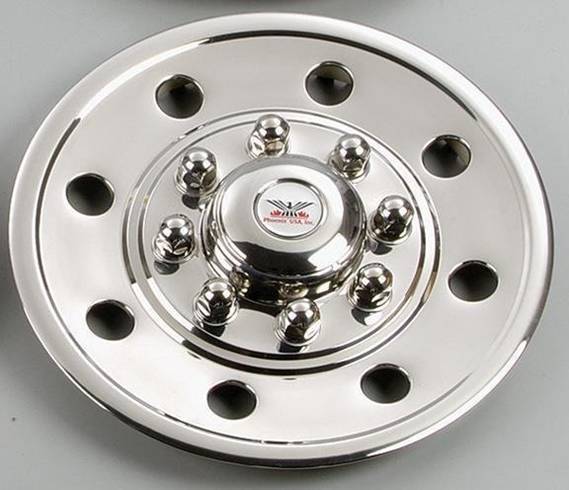 16" WHEEL SIMULATOR, 8 LUG NUT, STAINLESS STEEL TRAILER WHEEL COVER, HUB CAP