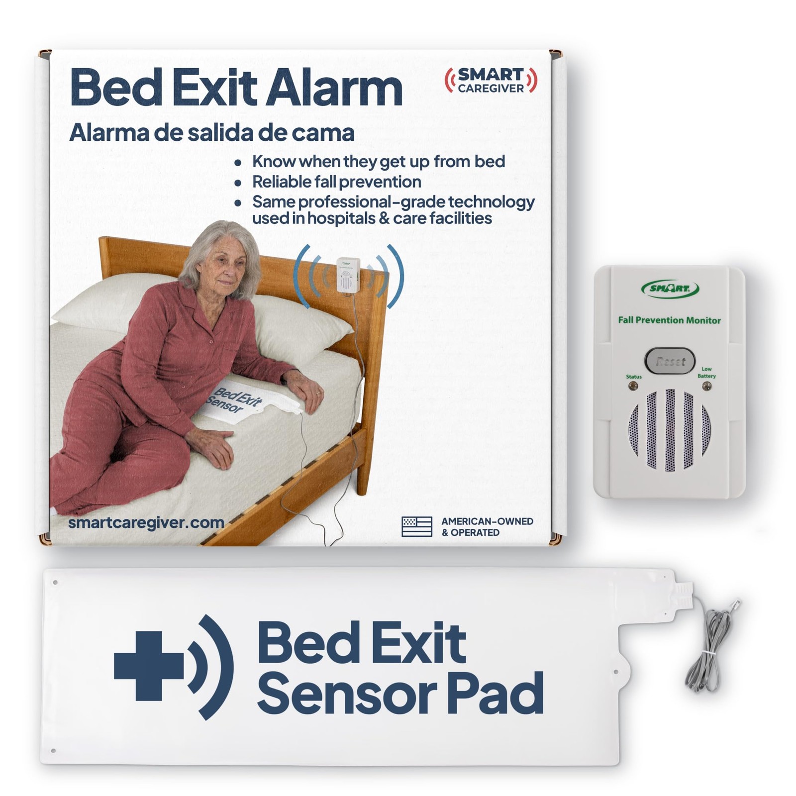 Smart Caregiver Bed Alarm for Elderly Adults – 1 Count (Pack of 1), White