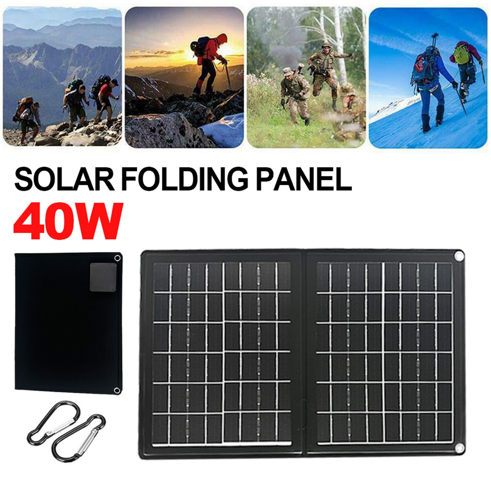 40W Folding Solar Panel USB 5V Output Waterproof Portable Solar Charger